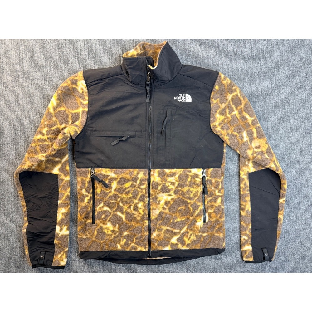 The North Face Denali Polartec Fleece Jacket Mens XS Brown Yellow Print Full Zip